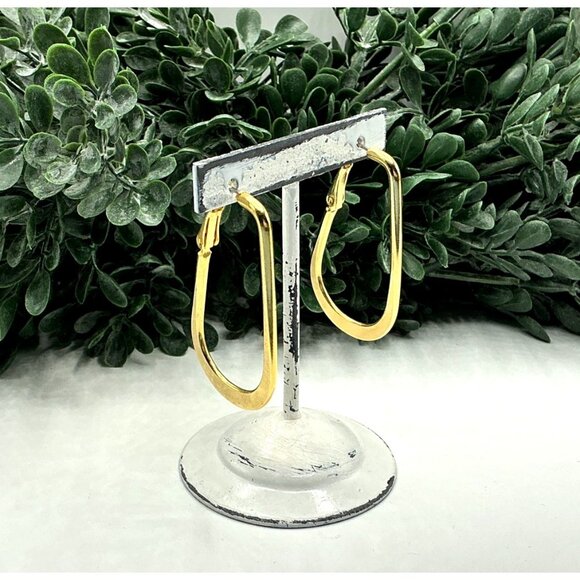 Gold-Tone Teardrop Hoop Earrings - Picture 5 of 6